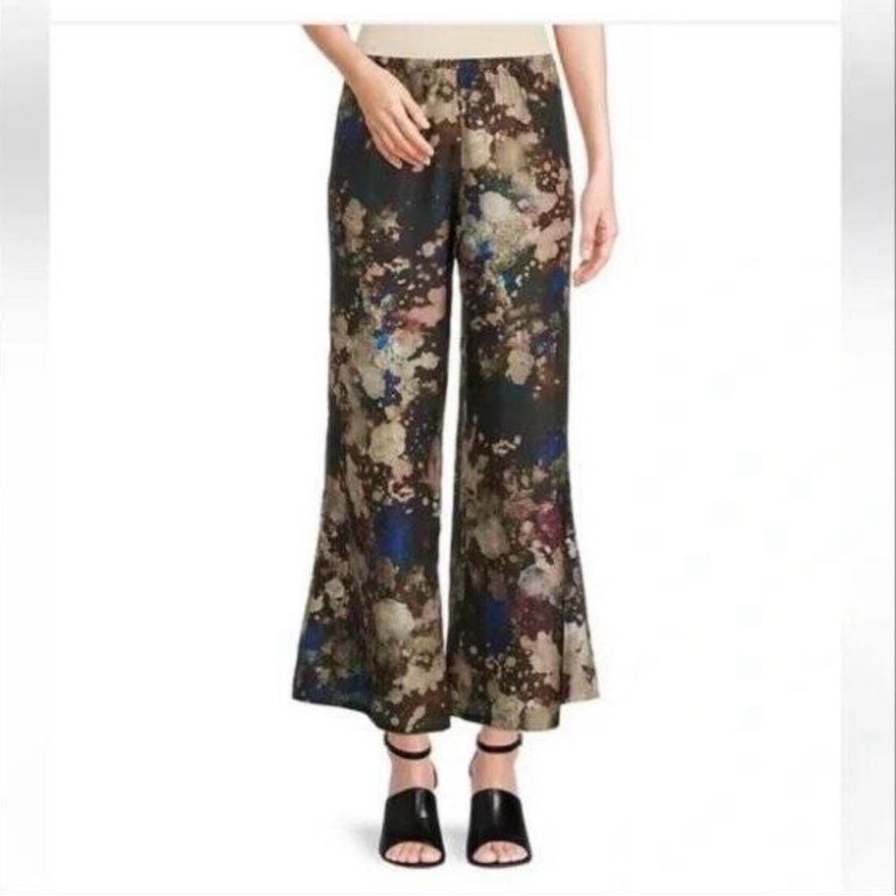 Bryn Walker Osca Pants Galassia Printed Silk Wide Leg Cropped Boho Lagenlook S